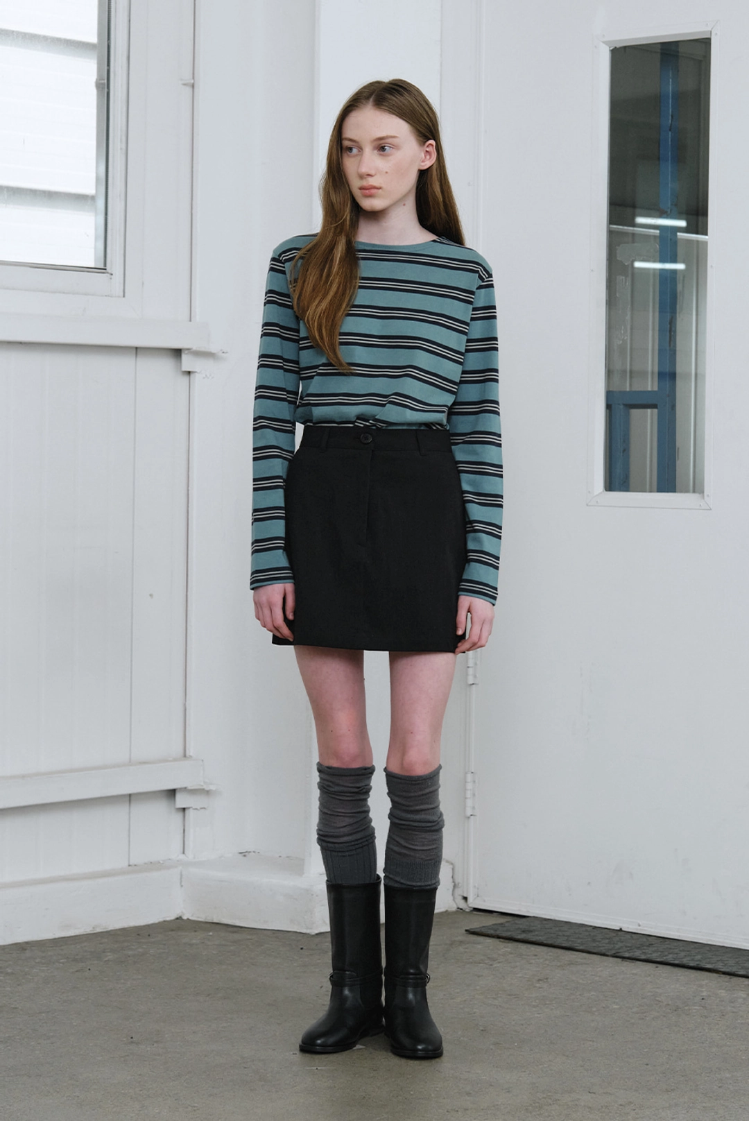 브렌다 브렌든 90\' boat neck tee - blue green 상품 이미지 2