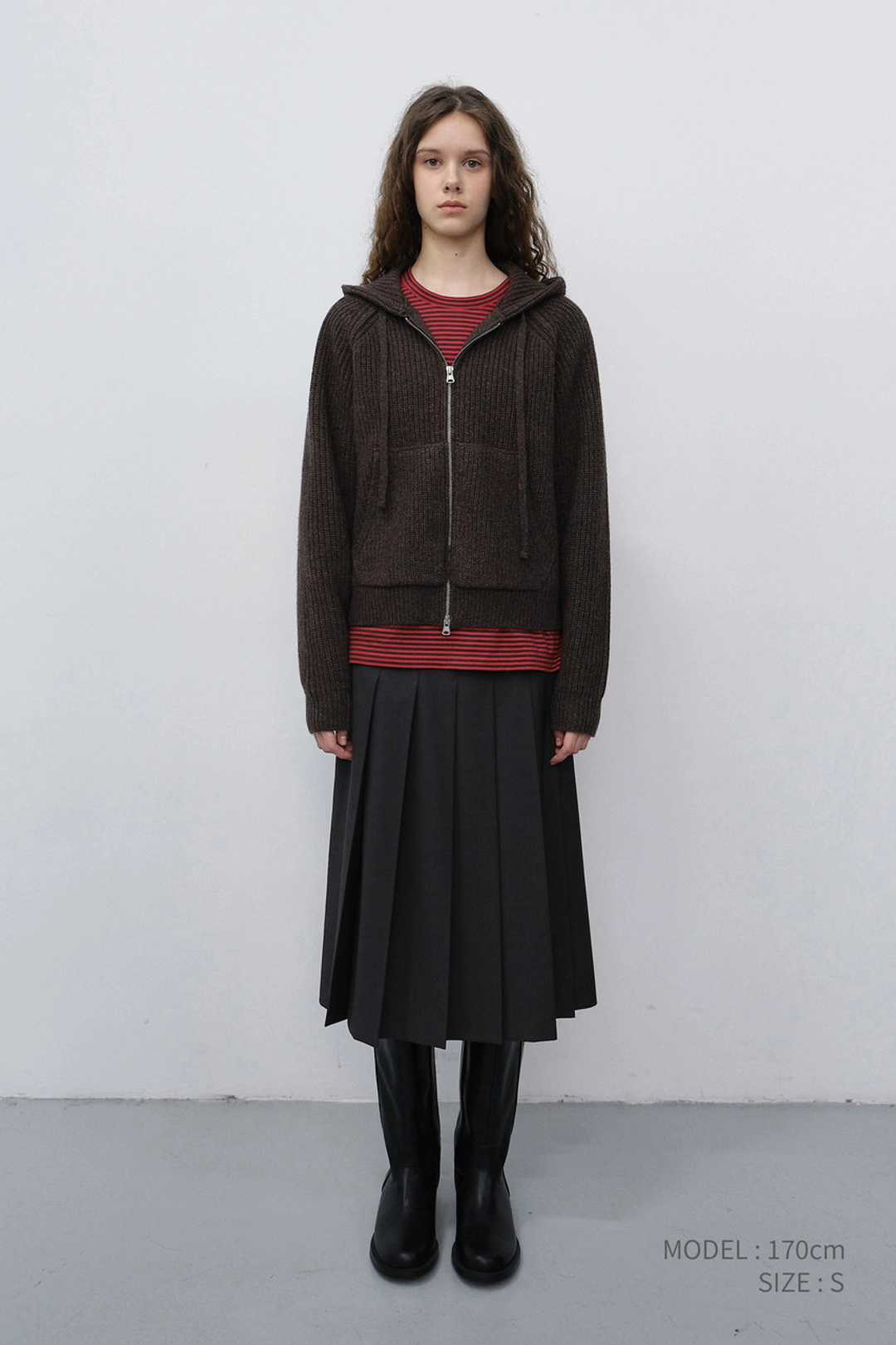 던스트 UNISEX HOODED KNIT CARDIGAN BROWN_UDSW6C104W2 상품 이미지 1