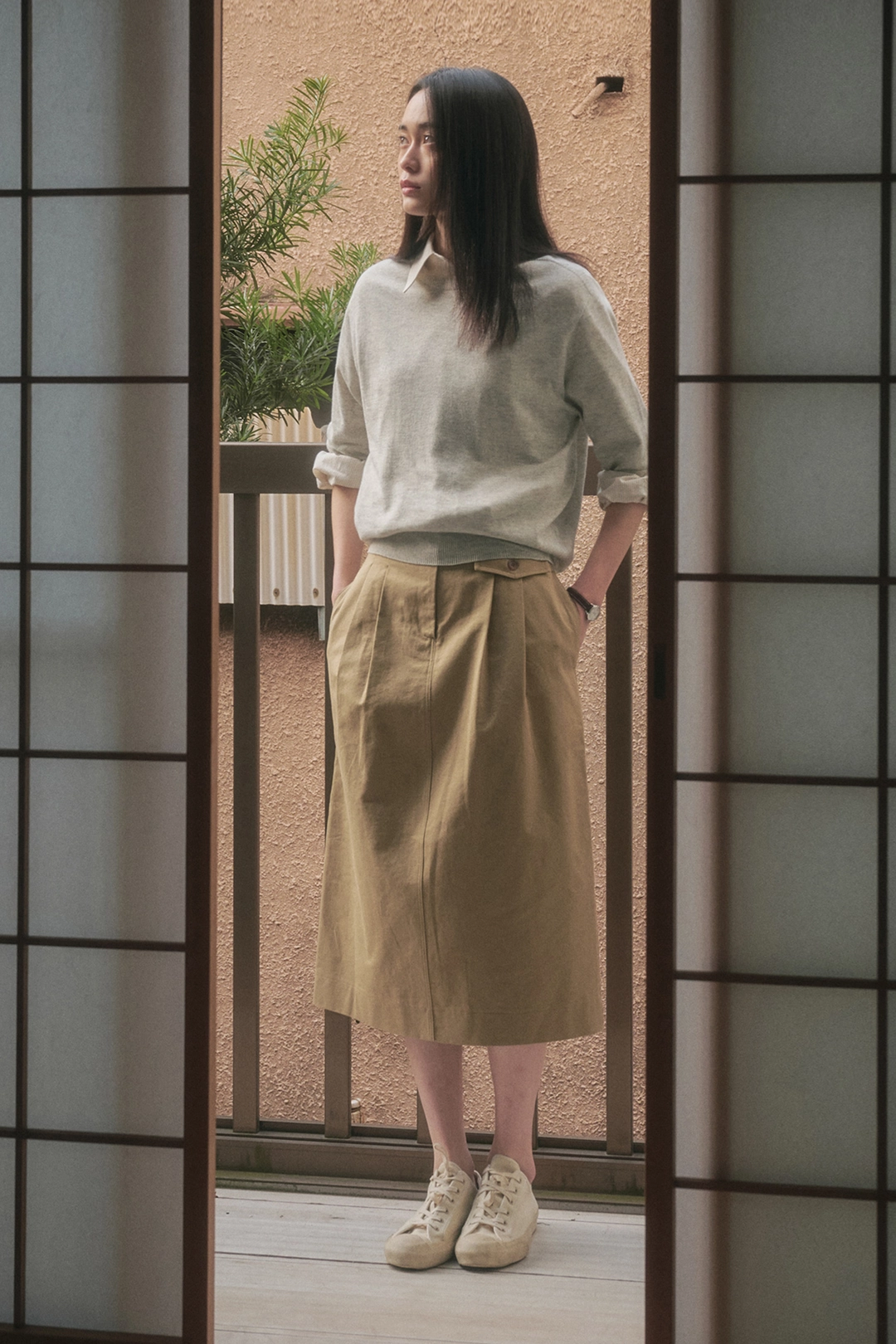 세이지먼트 BRIT PINTUCK SKIRT_KHAKI BEIGE 상품 이미지 2