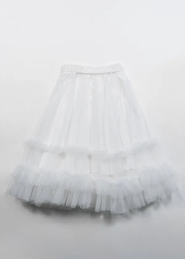 TULLE FRILL RUFFLE SKIRT - WHITE