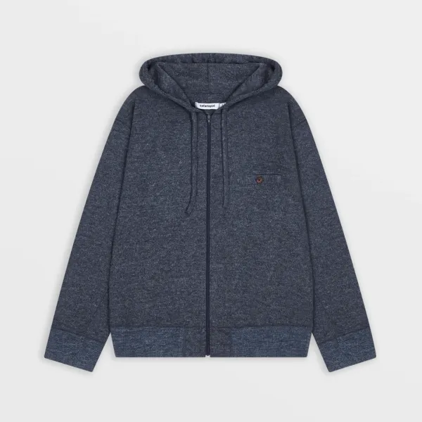 Lightweight Knit Zip Up Hoodie (Navy)