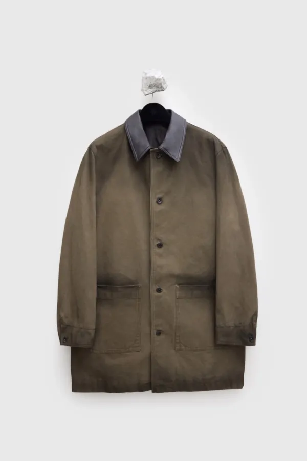 Leather Collar Half Coat