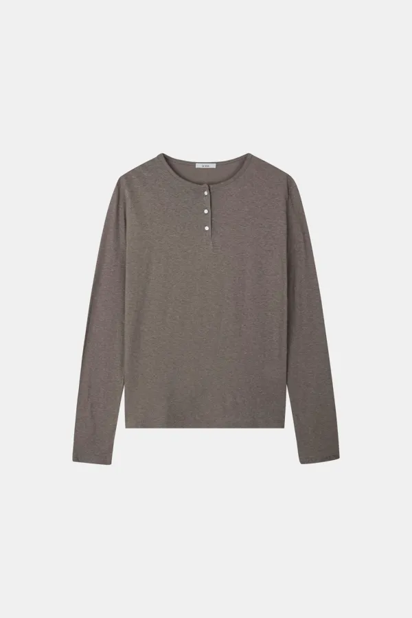 [2nd]  Slub Linen Henley Tee in Taupe