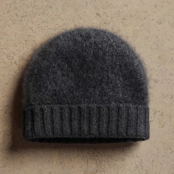 Halo Brushed Cashmere Beanie - Coal