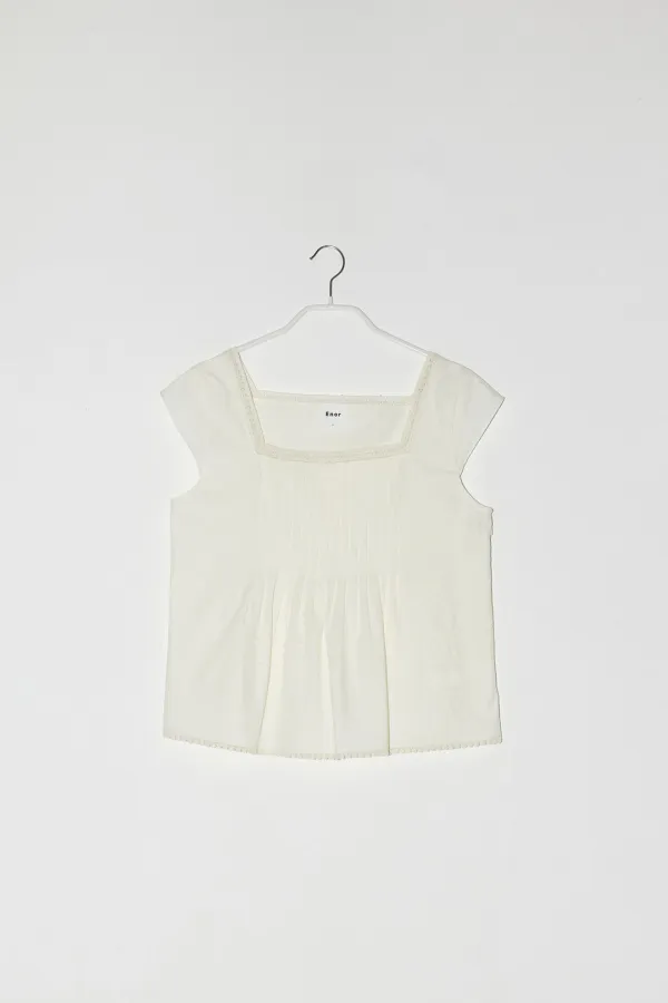 LACE SQUARE NECK BLOUSE - IVORY