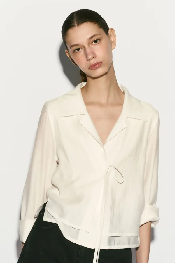 TIE FRONT LAYERED SHIRT