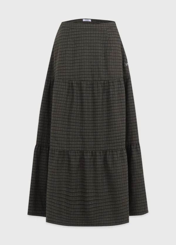  [25-36]  Naomi Check Cancan Long Skirt  나오미 체크 캉캉 롱 스커트 (겨울-데일리룩-캐주얼룩-빈티지룩-체크-롱스커트-사이드포켓-빈티지코디-자체제작) 