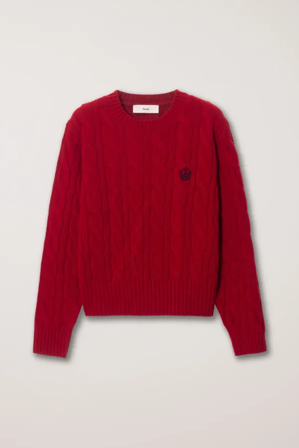UNISEX CABLE CREWNECK SWEATER RED