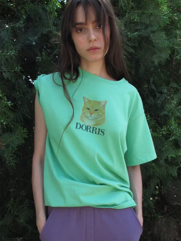 DORRIS CAT WASHED T-SHIRT_MINT