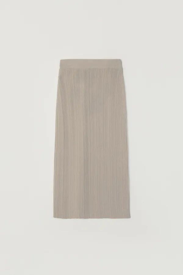 ELENA PLEATS KNIT LONG SKIRT_BEIGE