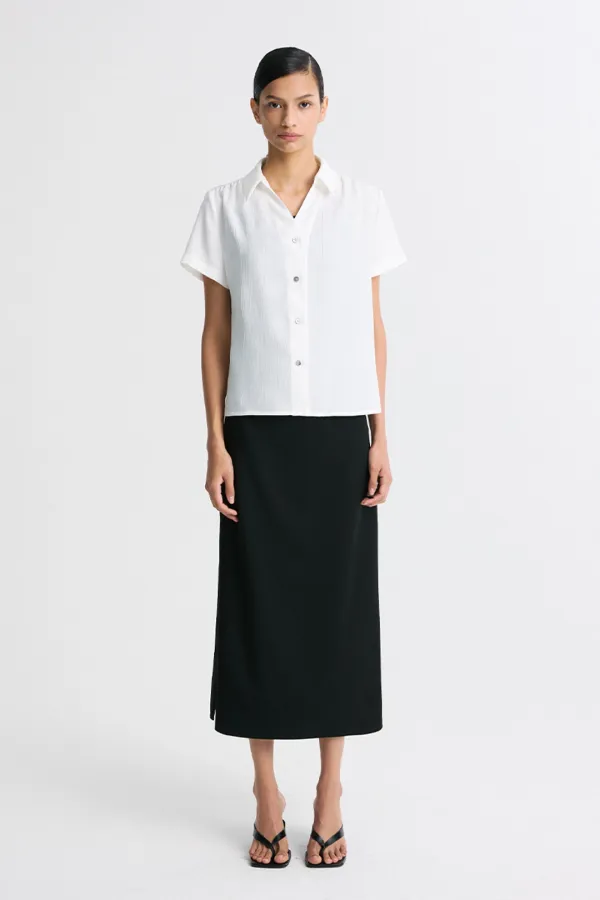 GATHERED SHOULDER SHIRT WHITE