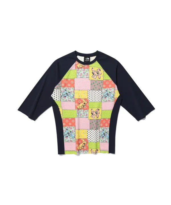 patchwork quilted printed 3/4 sleeve tee[multi]