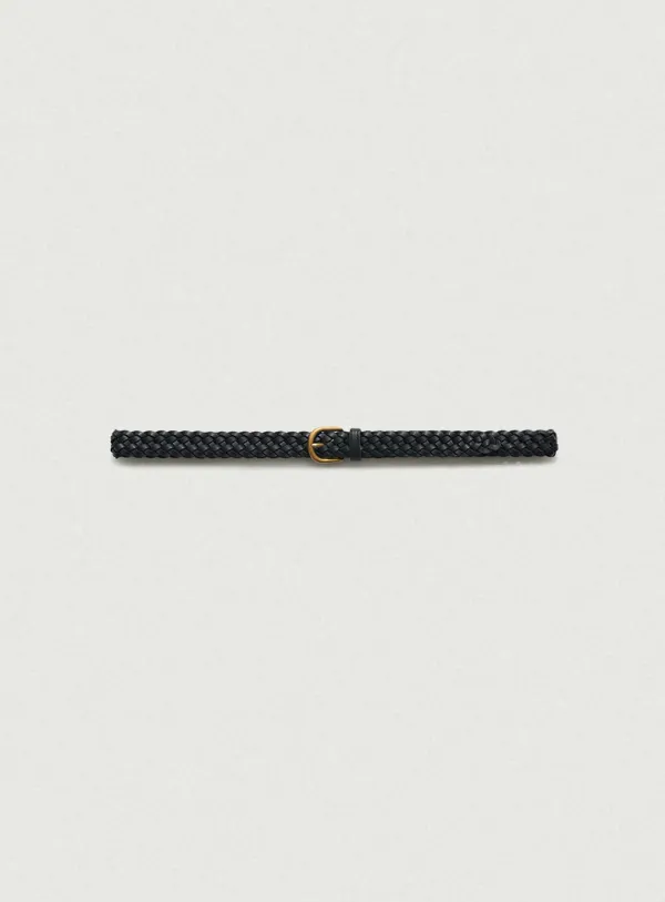 Slim Leather Twist Belt_Black