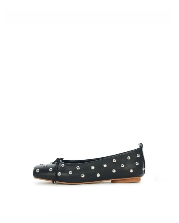 SIA Stud Ballerina Flats - BLACK