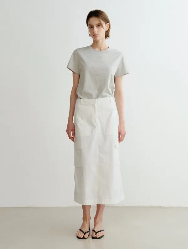 Nylon Cargo Skirt (White)