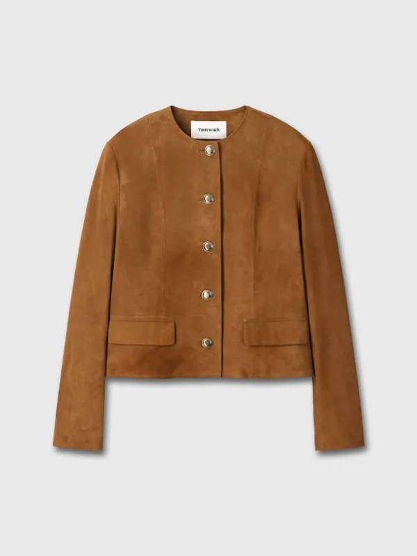 (W) SUEDE BLOUSON JACKET_ SADDLE BROWN