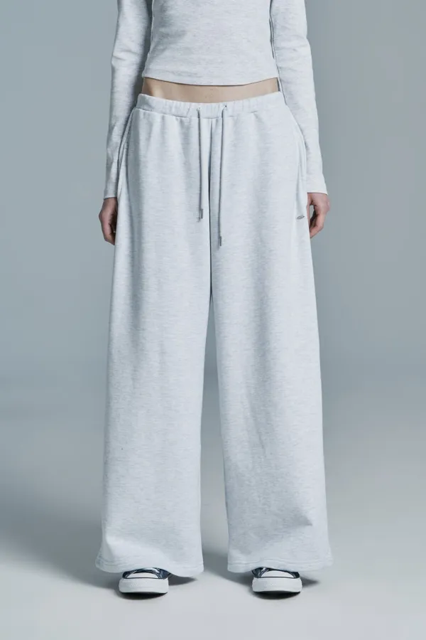 PLUS WIDE SWEATPANTS WHITE MELANGE