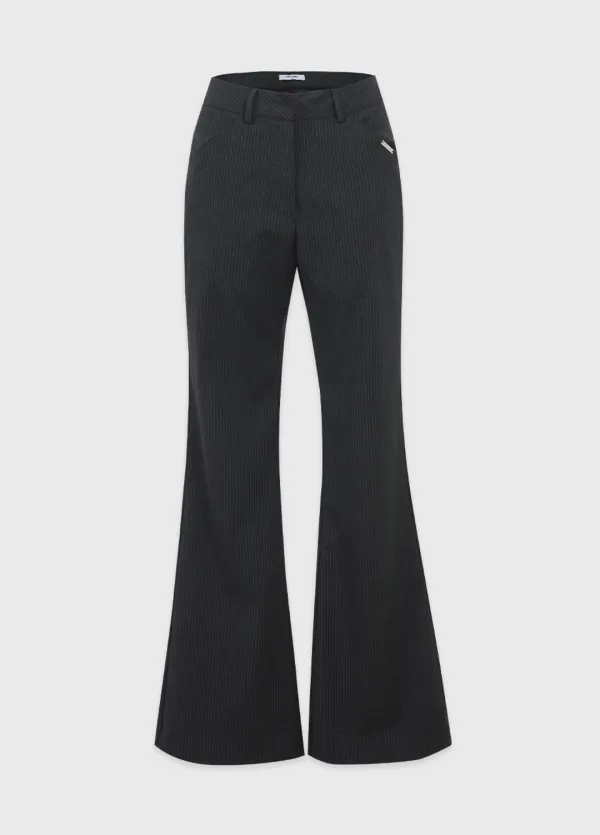  [25-36]  Bess Stripe Semi Flared Slacks  베스 스트라이프 세미 플레어 슬랙스 (봄-가을-클래식룩-출근룩-하객룩-격식룩-스트라이프-세미플레어-플레어핏-빅사이즈-자체제작) 