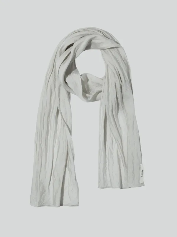 SILK BLEND GATHERED TIE SCARF (TAUPE)