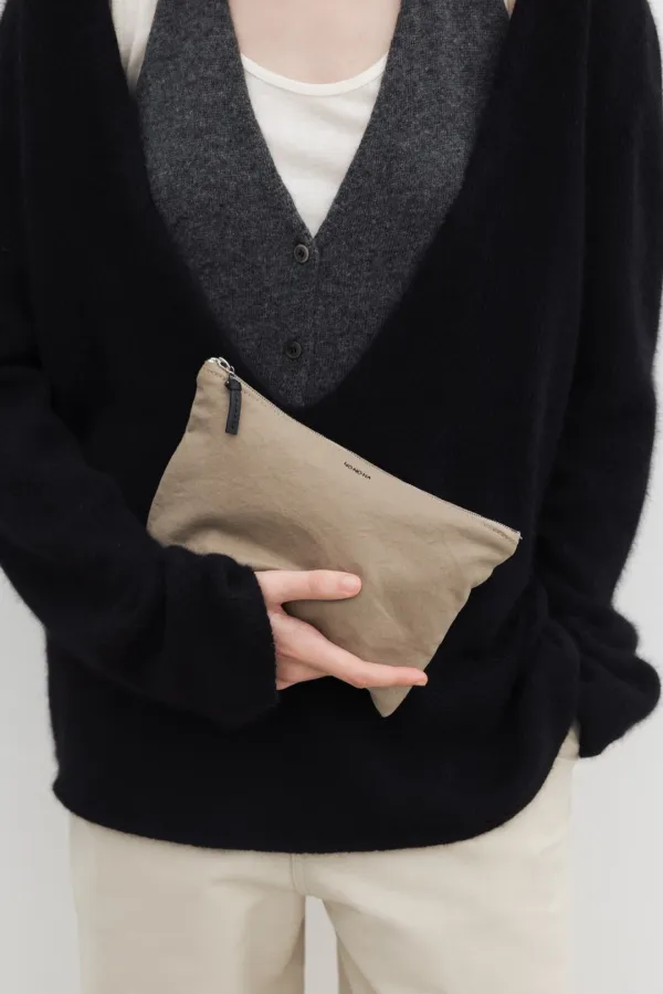 Flat Pouch (Beige / Charcoal) - 3 size