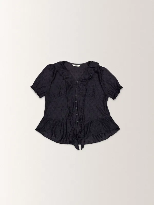 FLORAL JERSEY BLOUSE(HS) [ BLACK ]