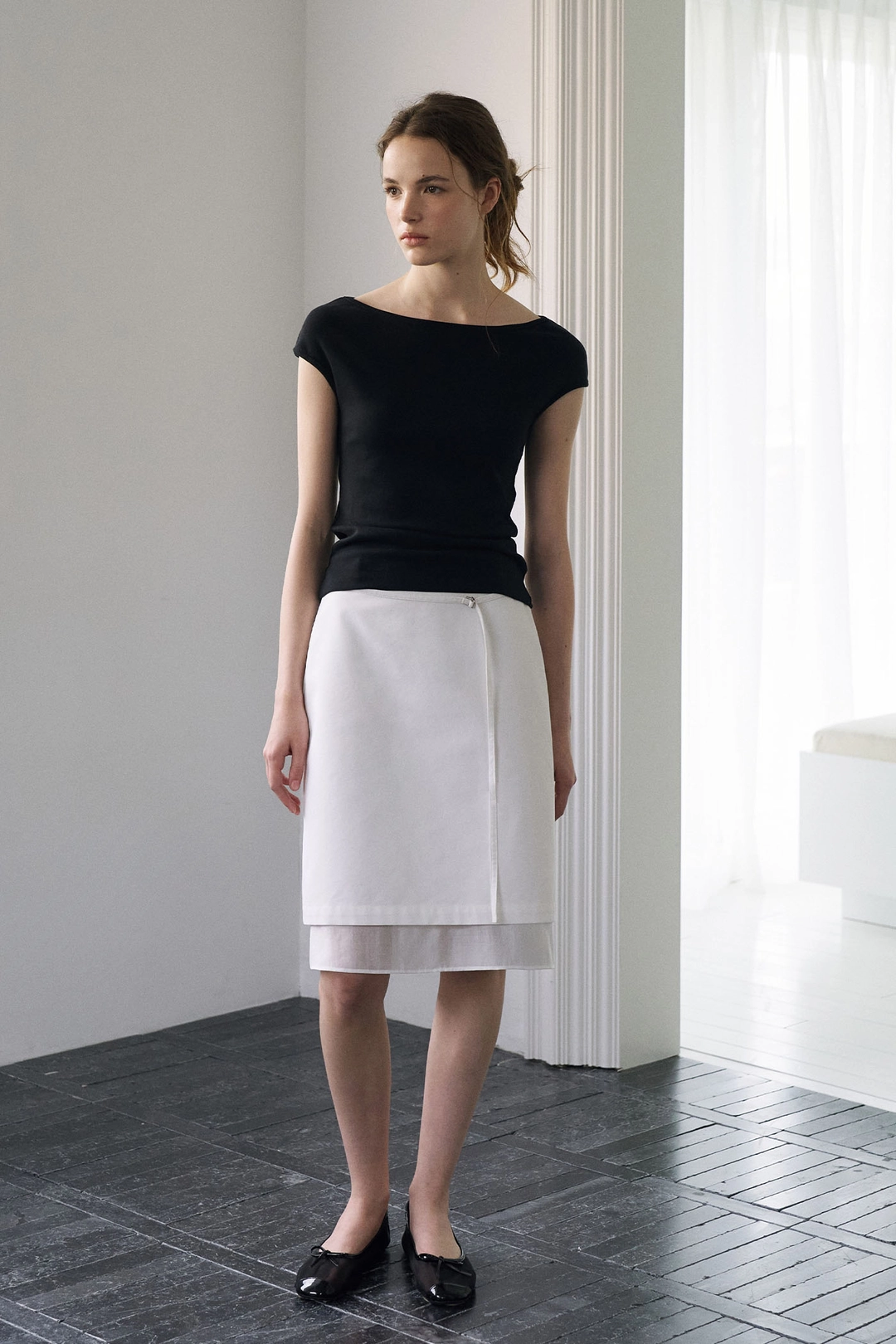 라메레이 Sheer Cotton Midi Skirt[LMBFSUSK415]-White 상품 이미지 2