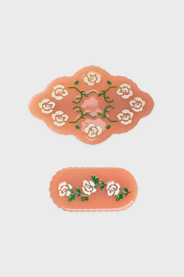 Rose Scalloped Hairpin Set (Apricot)