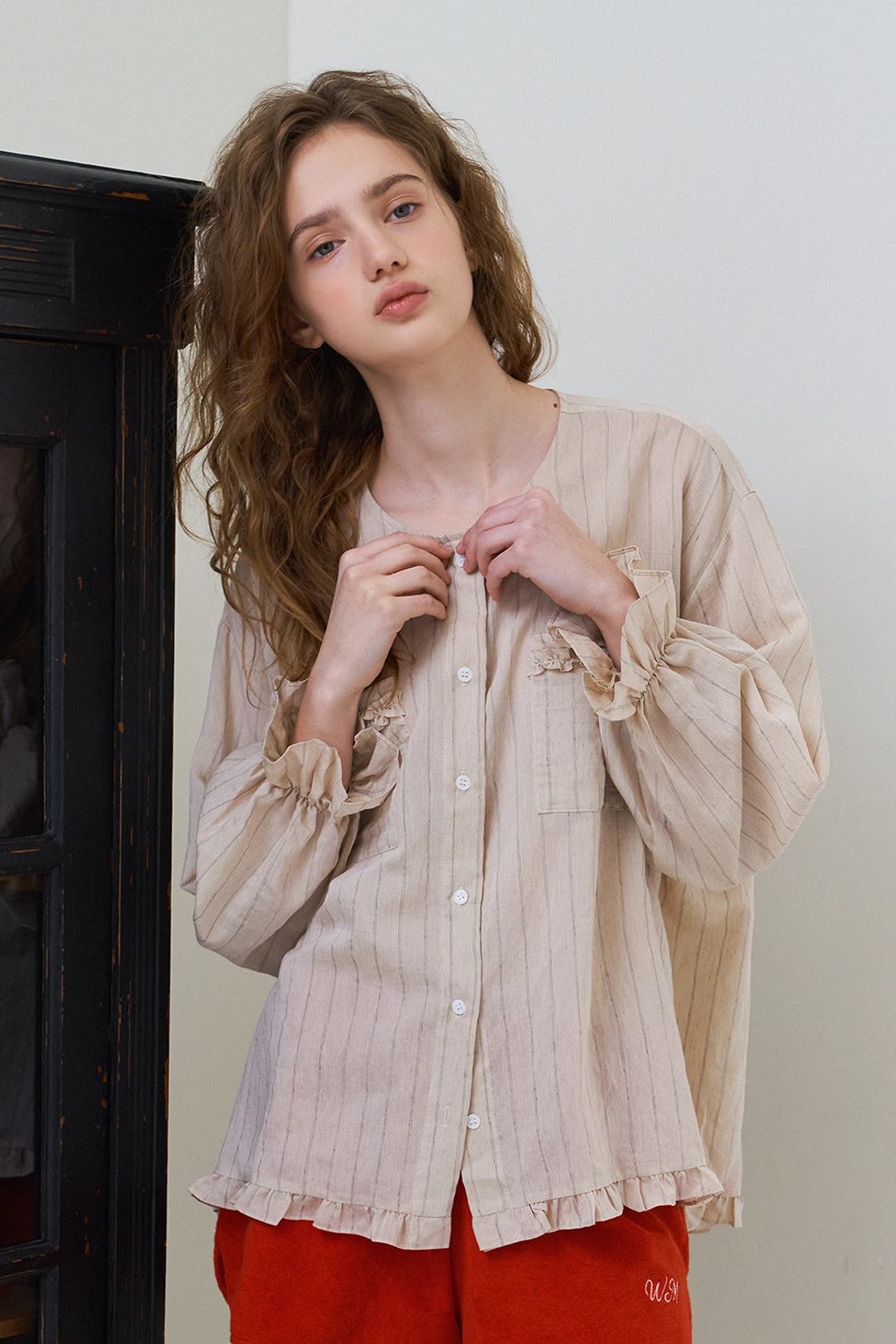 위드아웃썸머 Light stripe shirt_beige 상품 이미지 2