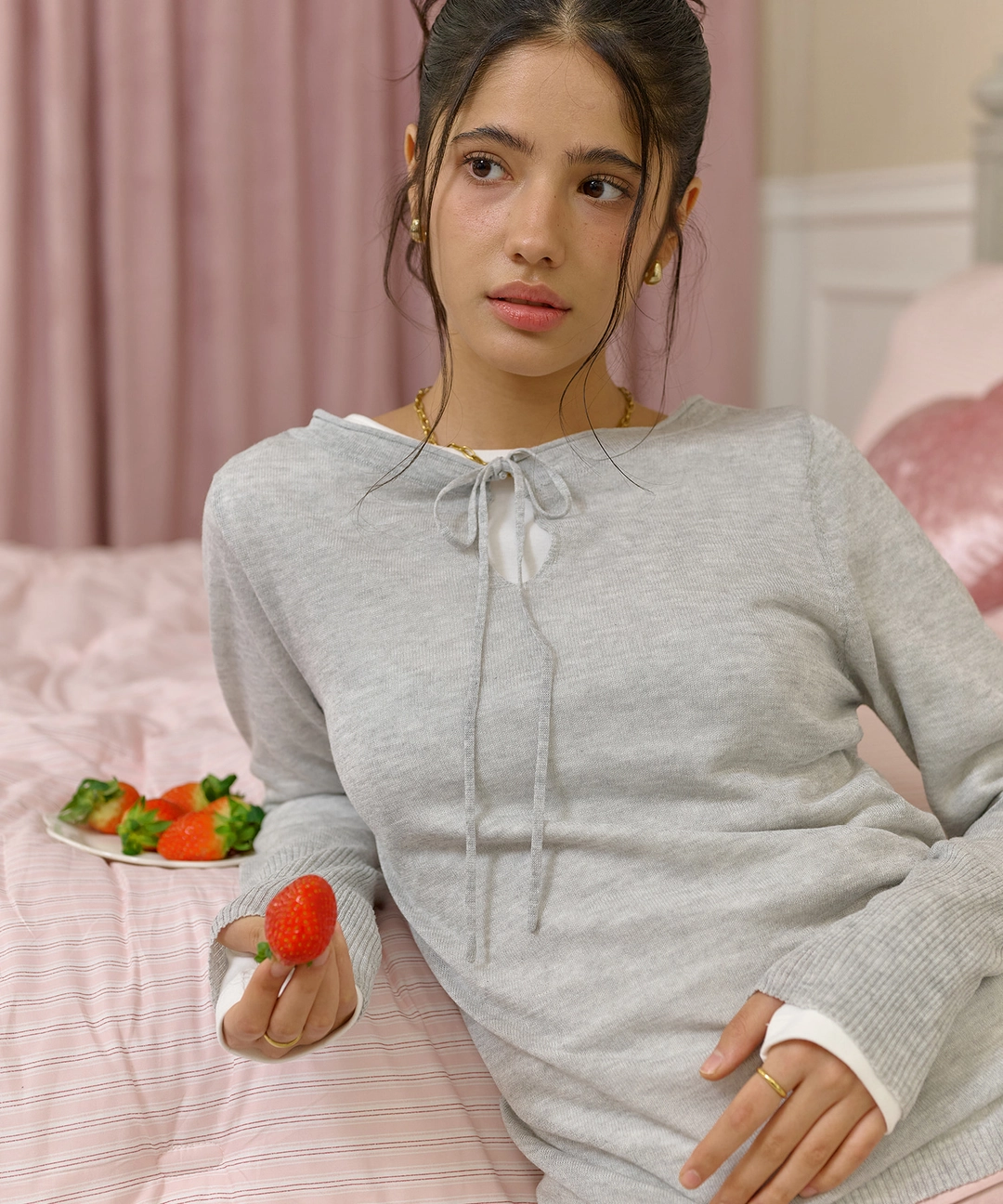 비터셀즈 Dewy Long Sleeve Knit-Light Grey 상품 이미지 2