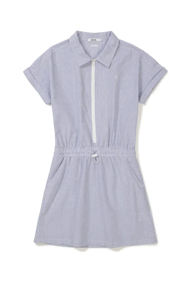 [24SS clove] Seersucker Polo Dress (Blue)
