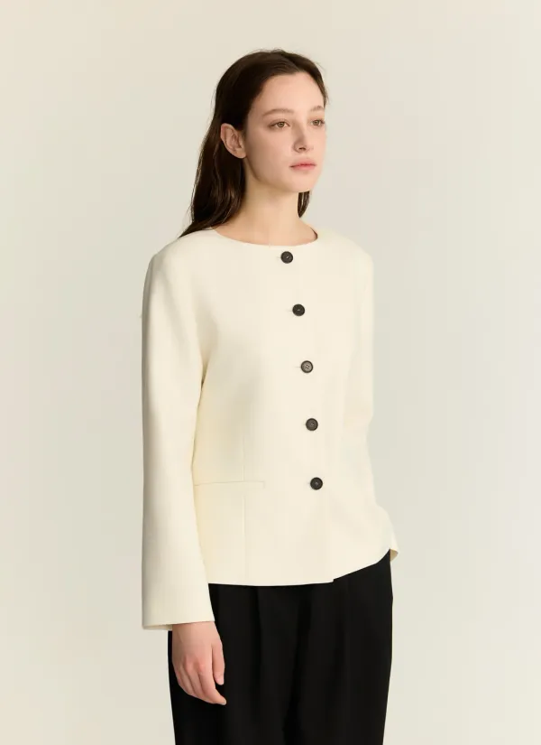 [11차 리오더] minimal boat-neck jacket_cream