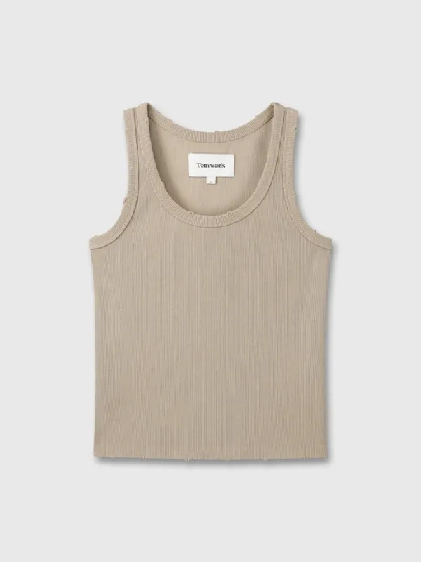 RIBBED TANK TOP_ BEIGE
