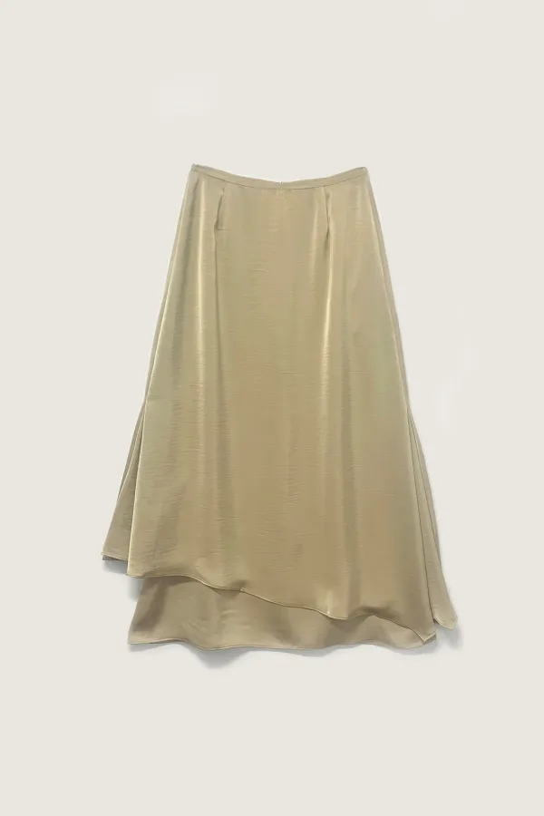 Satin wave skirt (베이지)