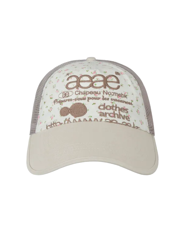 WEB LOGO FLOWER MESH CAP [WHITE/BEIGE]