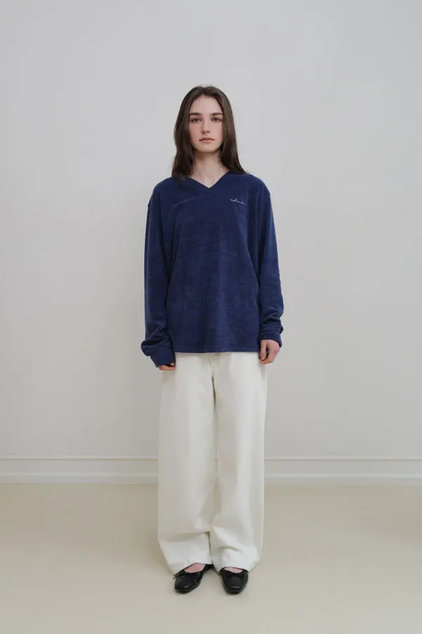 Terry v-neck long sleeve (navy)