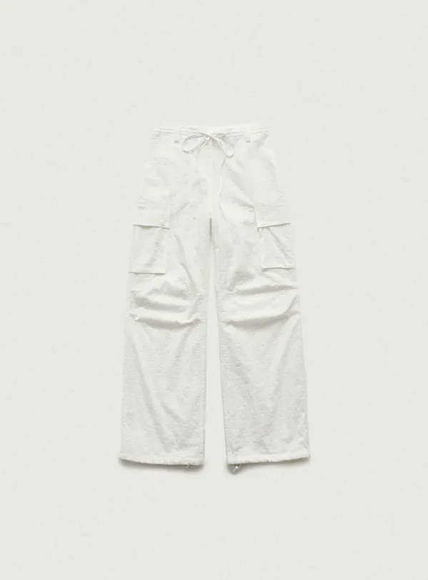 Flower Eyelet Cargo Pants