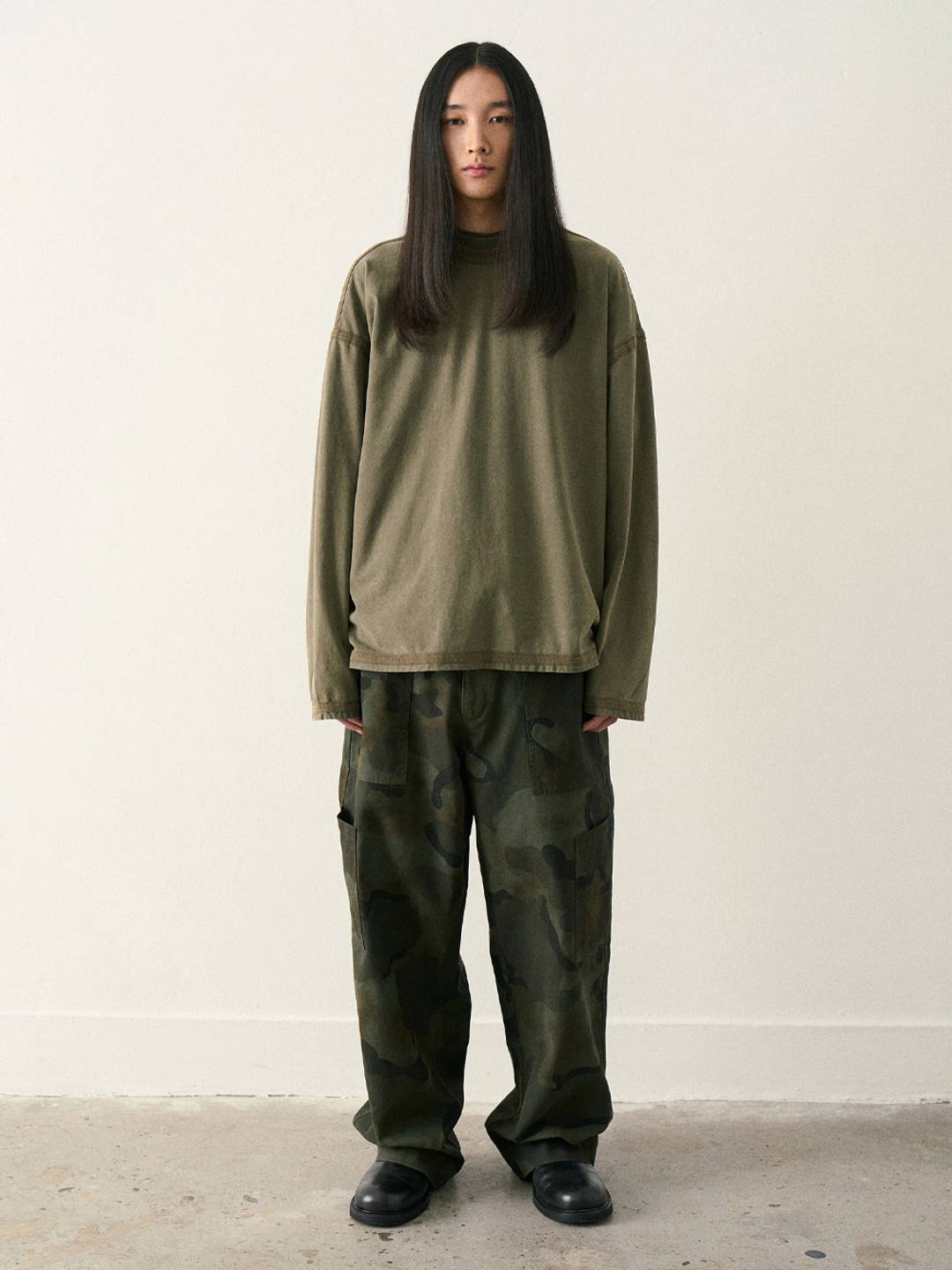 파르티멘토 VTG Washed Binding Long Sleeve_Khaki 상품 이미지 2