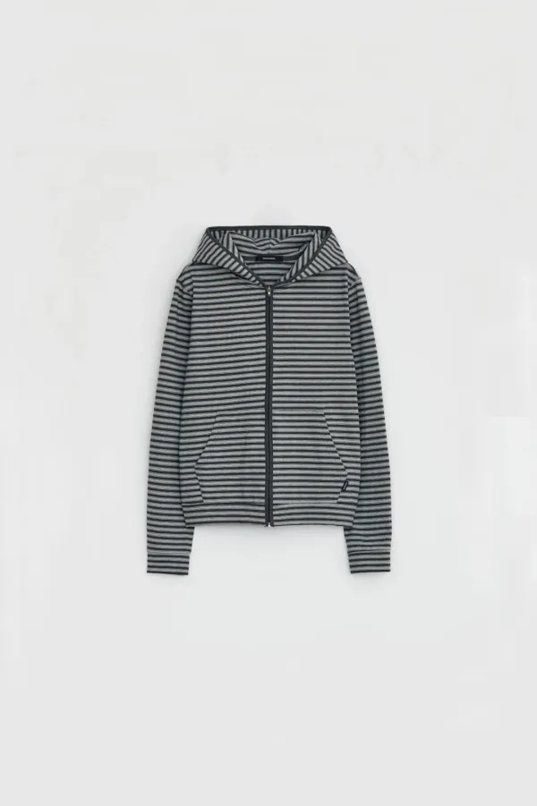 STRIPE JERSEY ZIP HOODIE