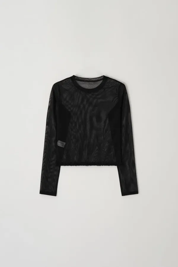 [3차 리오더] DOT MESH SHEER LONG SLEEVE TOP_BLACK