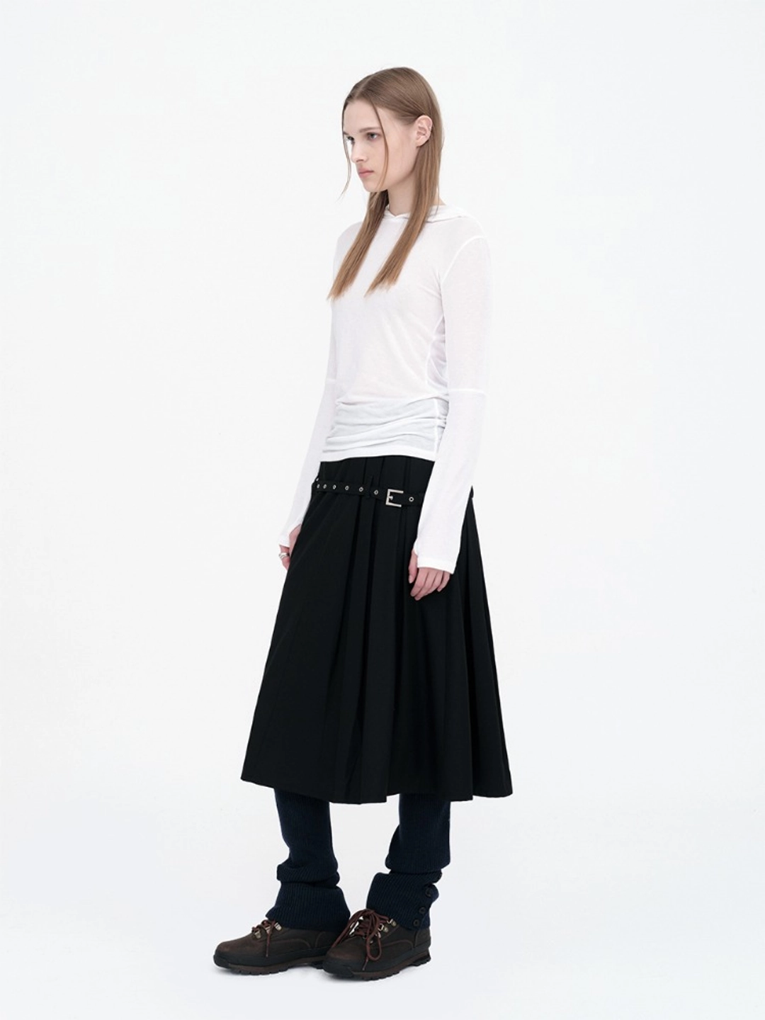 밀로 우먼 Belt Pocket Midi Skirt [Black] 상품 이미지 2