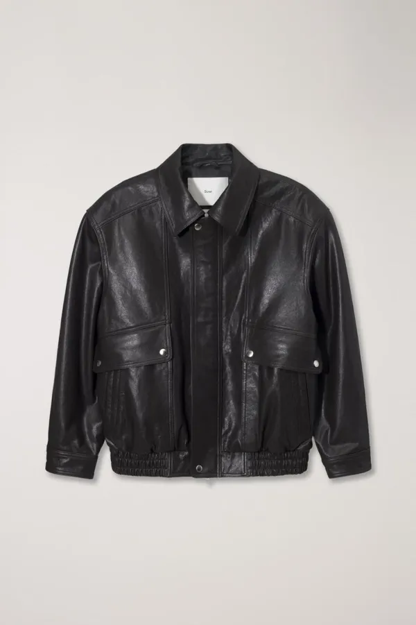 UNISEX OVERSIZED VINTAGE LEATHER BLOUSON BROWN_UDJU5A103W2