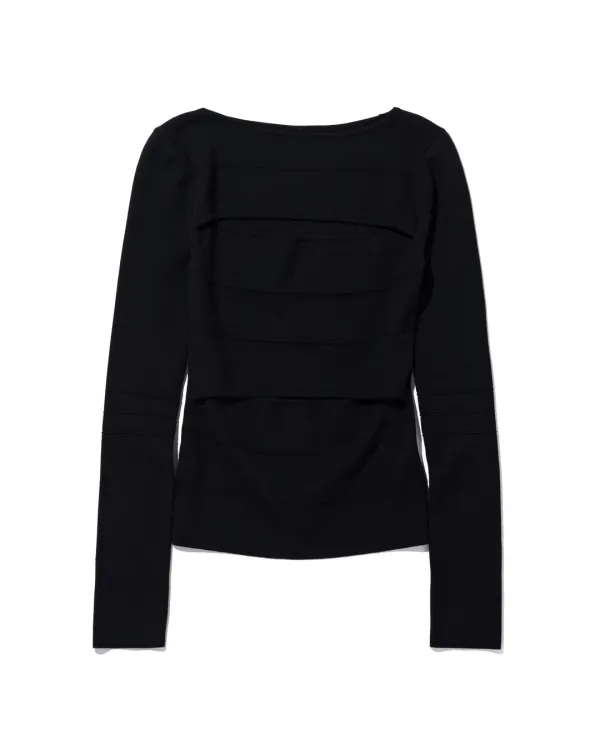 SLASHED KNIT TOP_BLACK
