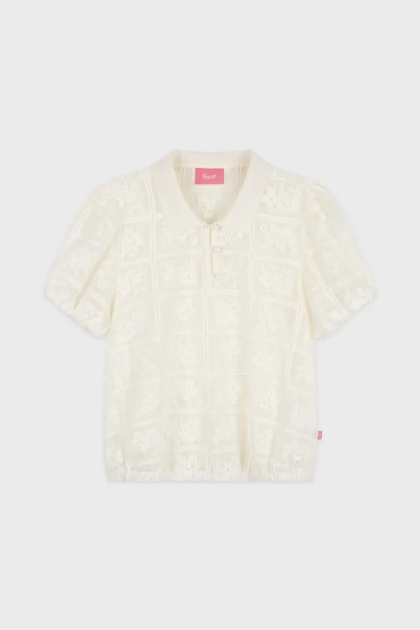Rose Lace Volume Blouse (Ivory)