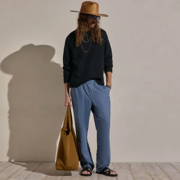 Lightweight Linen Pant - Danube Pigment