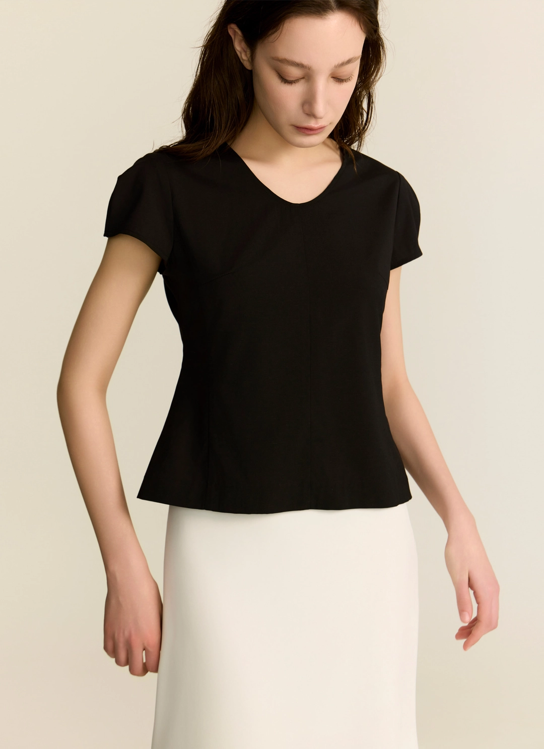 녹섭 (4차 리오더) v-neck wing blouse_bk 상품 이미지 1