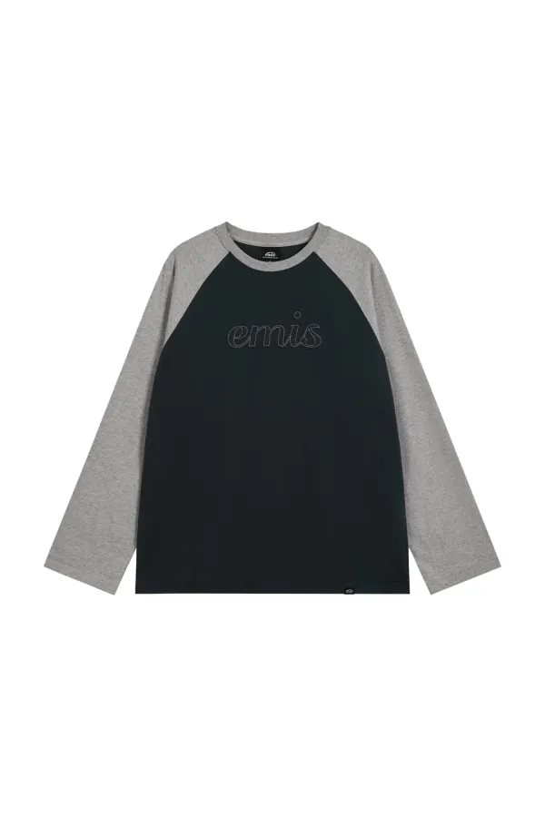 LONG SLEEVE RAGLAN T-SHIRT-NAVY