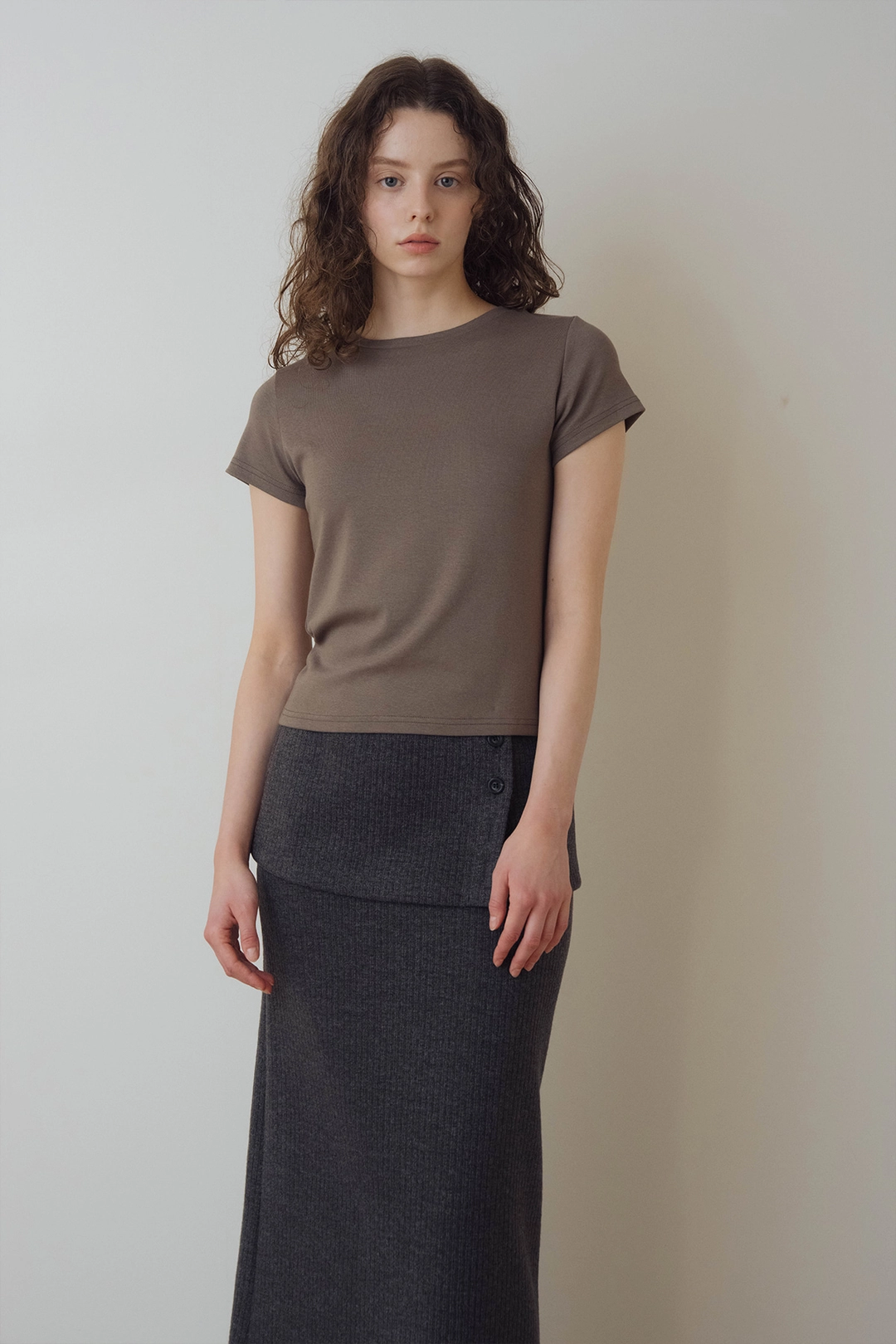 샤드라마 ESSENTIAL MODAL T-SHIRT [ASH BEIGE] 상품 이미지 2