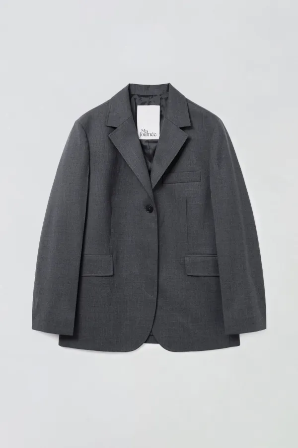 SINGLE HIDDEN JACKET_MELANGE GREY