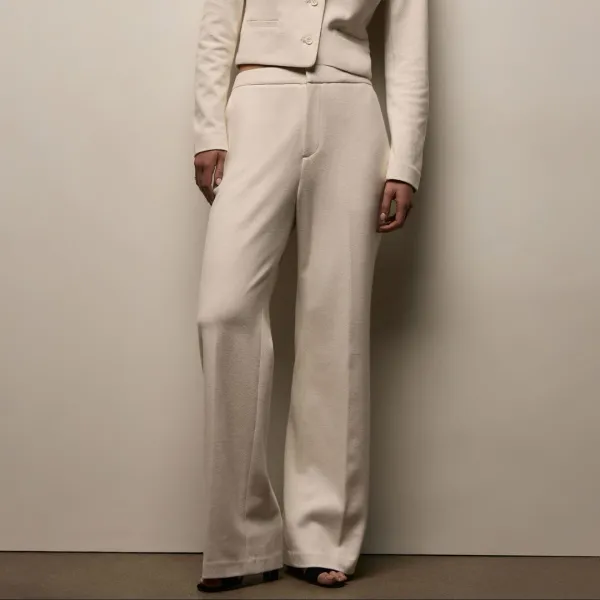 Brushed Cotton Knit Trouser - Ivory