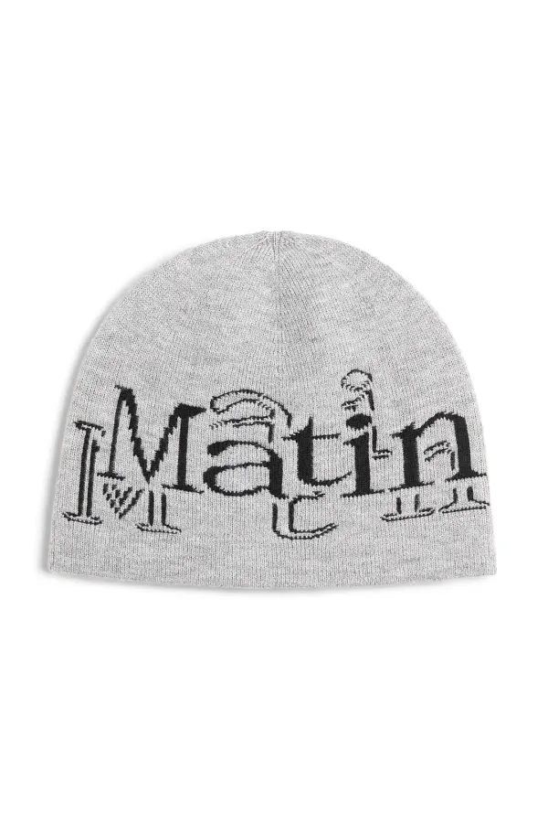 STROKE LOGO JACQUARD BEANIE IN GREY